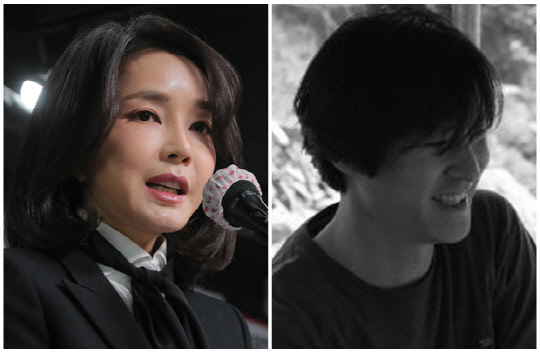 윤석열 국민의힘 대선 후보 부인 김건희씨(왼쪽)와 류근 시인. 연합뉴스